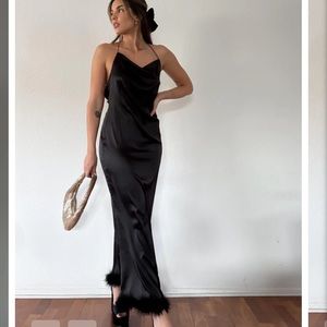 Black Satin Maxi Dress
